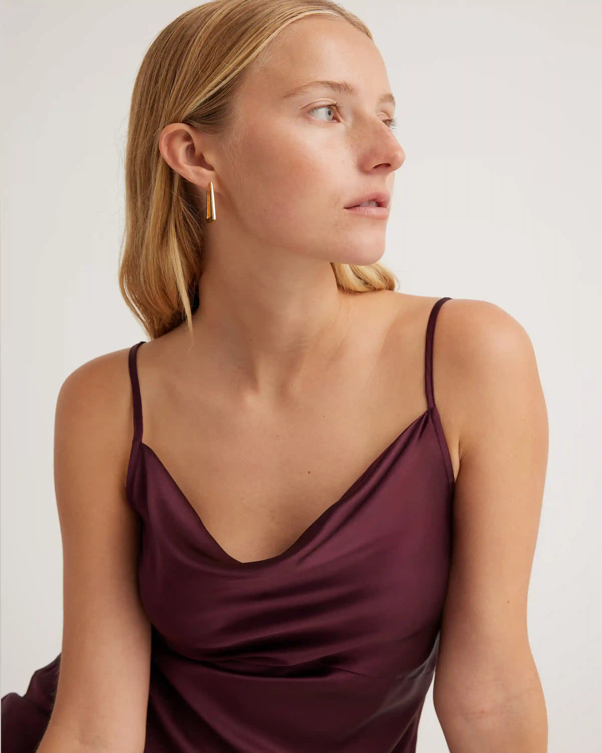 100% Washable Silk Cowl Neck Slip Dress