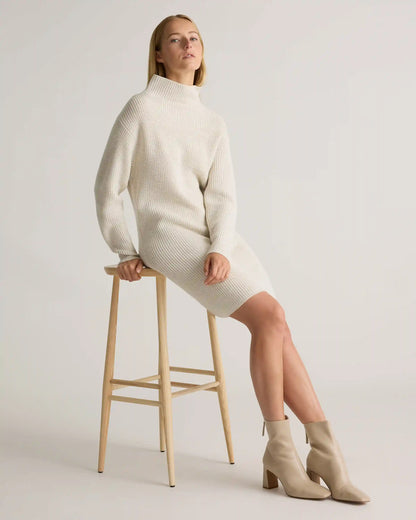 Australian Merino Wool Relaxed Turtleneck Sweater Dress