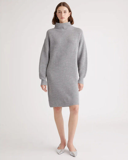 Australian Merino Wool Relaxed Turtleneck Sweater Dress