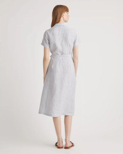 100% European Linen Button Front Dress