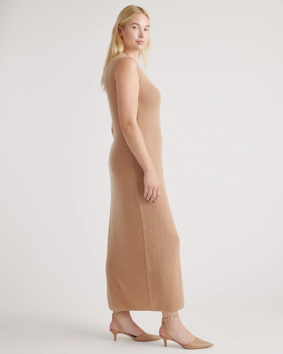 Mongolian Cashmere Sleeveless Midi Sweater Dress