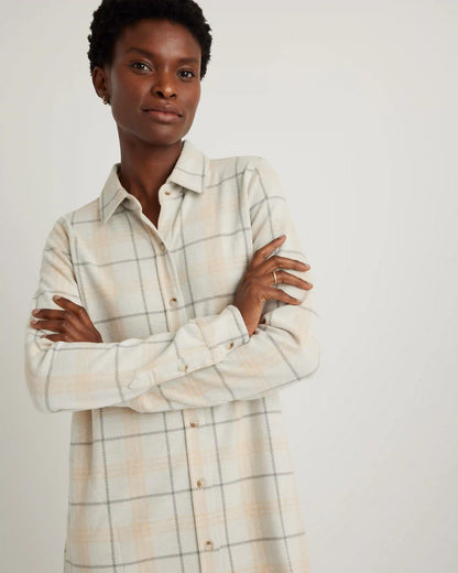 Stretch Sweater Fleece Shirt Dress