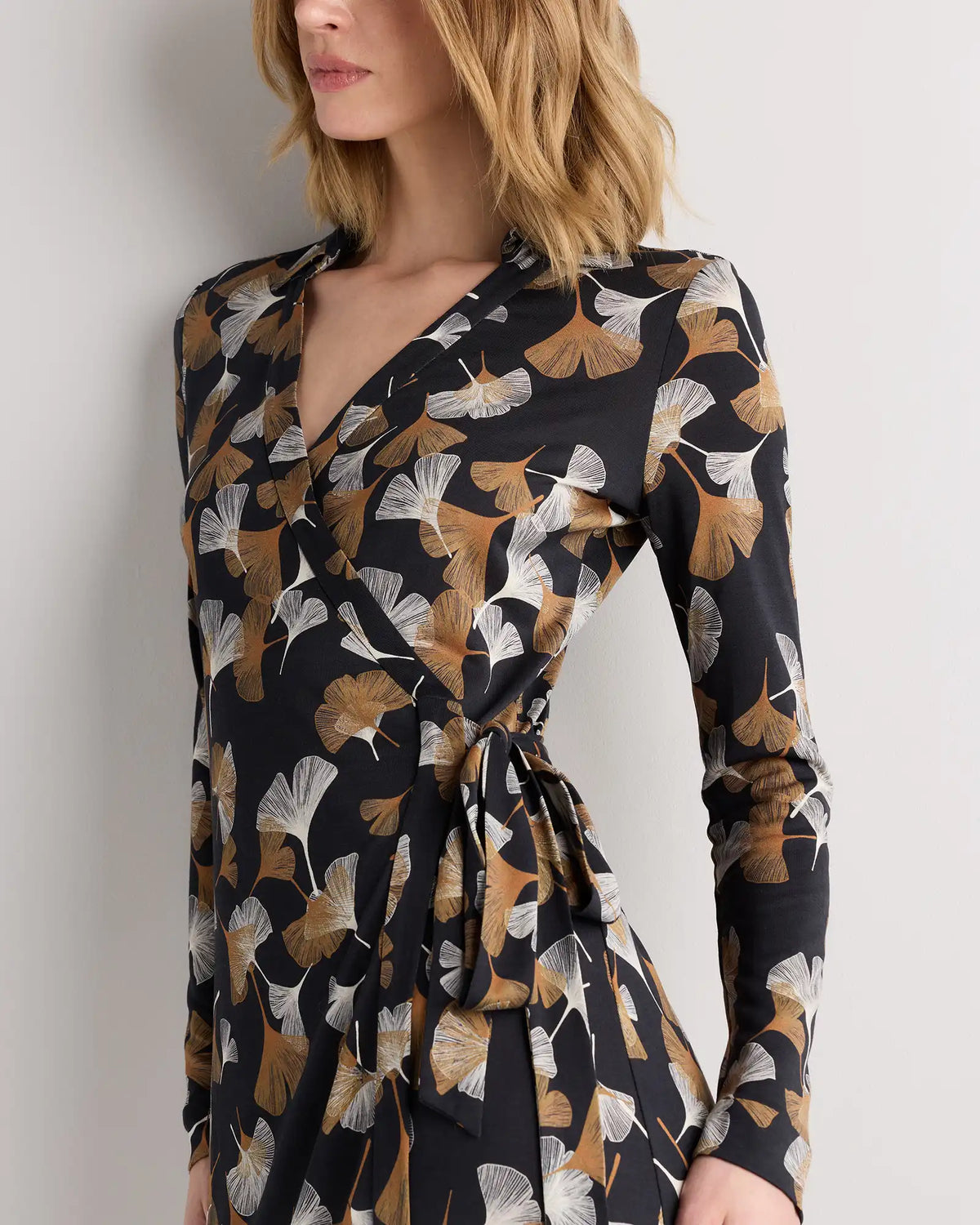 100% Silk Jersey Midi Wrap Dress