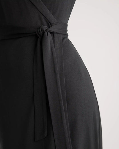 100% Silk Jersey Midi Wrap Dress