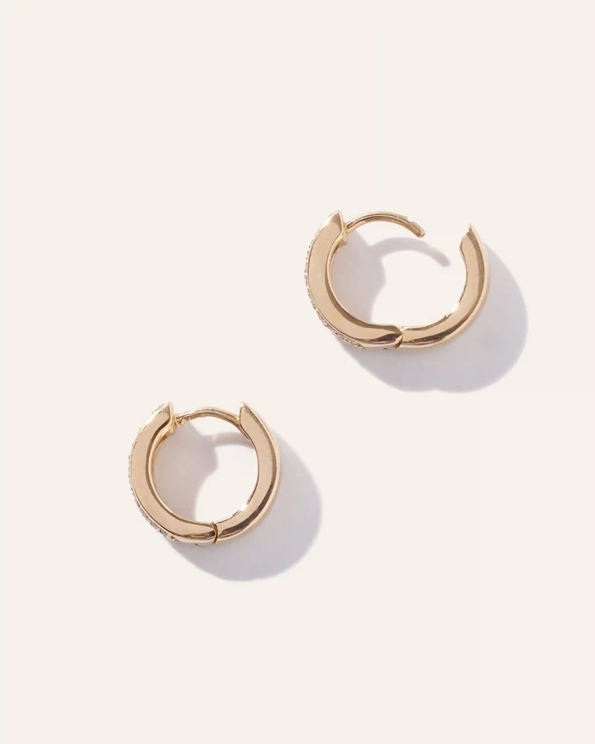 14K Gold Diamond Pave Multirow Huggie Hoops