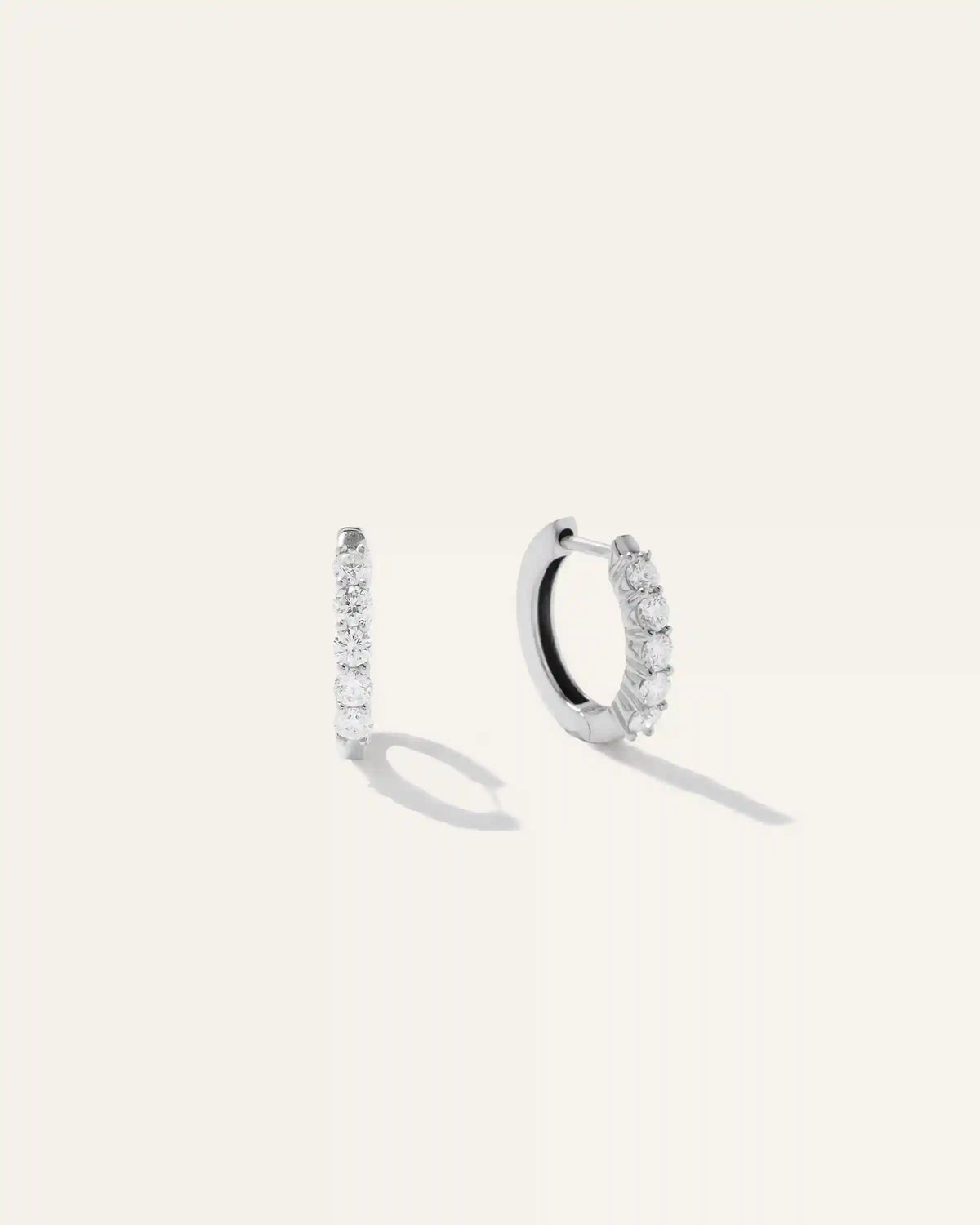 14K Gold Diamond Classic Huggie Hoops