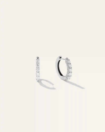 14K Gold Diamond Classic Huggie Hoops