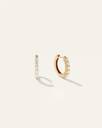 14K Gold Diamond Classic Huggie Hoops