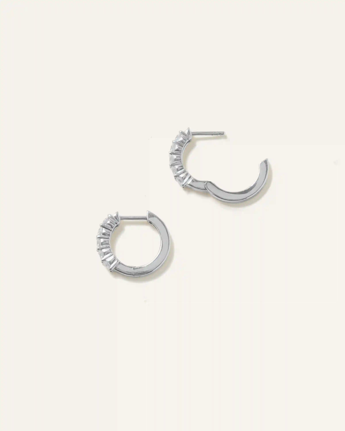 14K Gold Diamond Classic Huggie Hoops