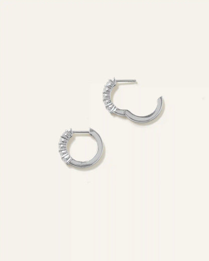 14K Gold Diamond Classic Huggie Hoops