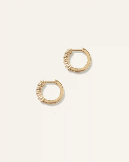 14K Gold Diamond Classic Huggie Hoops