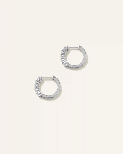14K Gold Diamond Classic Huggie Hoops