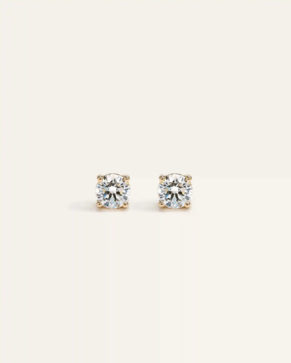 14K Gold Lab Grown Diamond Four-Prong Solitaire Studs - 1ctw