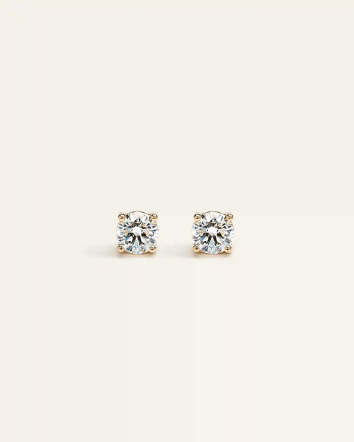 14K Gold Lab Grown Diamond Four-Prong Solitaire Studs - 1ctw