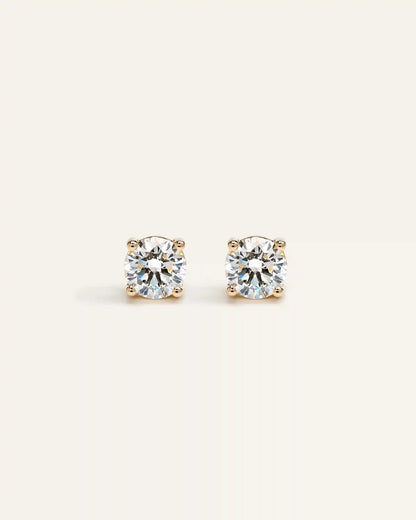 14K Gold Lab Grown Diamond Four-Prong Solitaire Studs - 2ctw