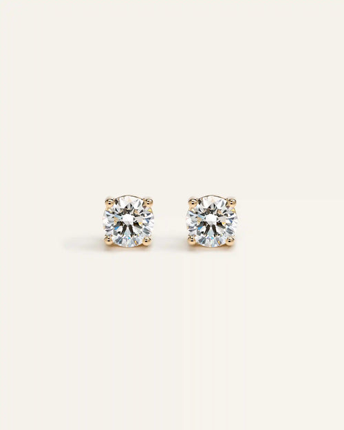 14K Gold Lab Grown Diamond Four-Prong Solitaire Studs - 2ctw
