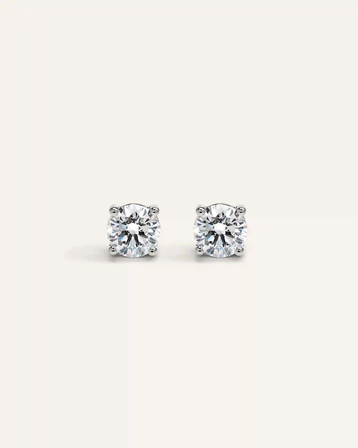 14K Gold Lab Grown Diamond Four-Prong Solitaire Studs - 2ctw