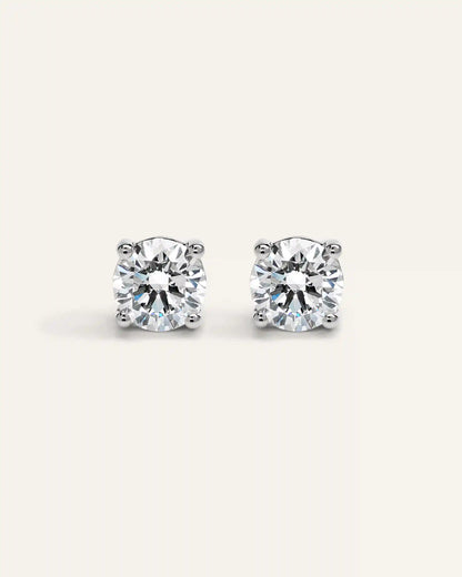 14K Gold Lab Grown Diamond Four-Prong Solitaire Studs - 4ctw