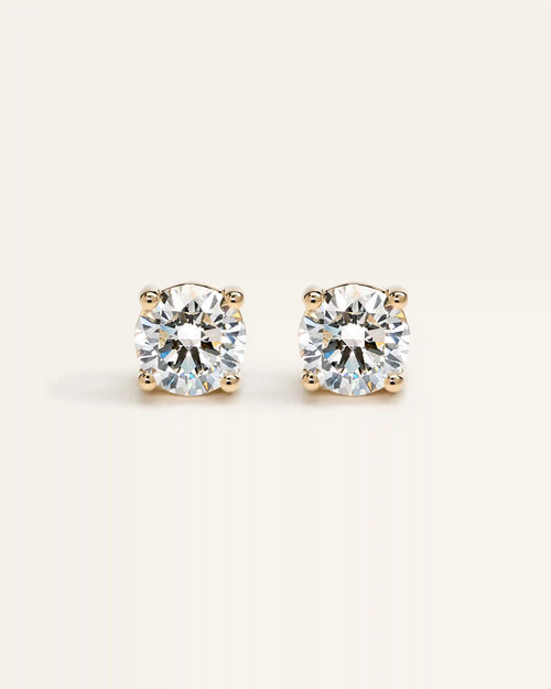 14K Gold Lab Grown Diamond Four-Prong Solitaire Studs - 4ctw