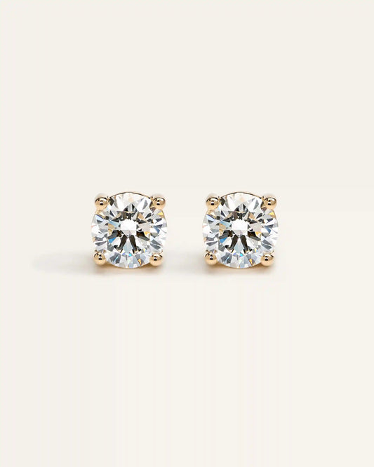 14K Gold Lab Grown Diamond Four-Prong Solitaire Studs - 4ctw