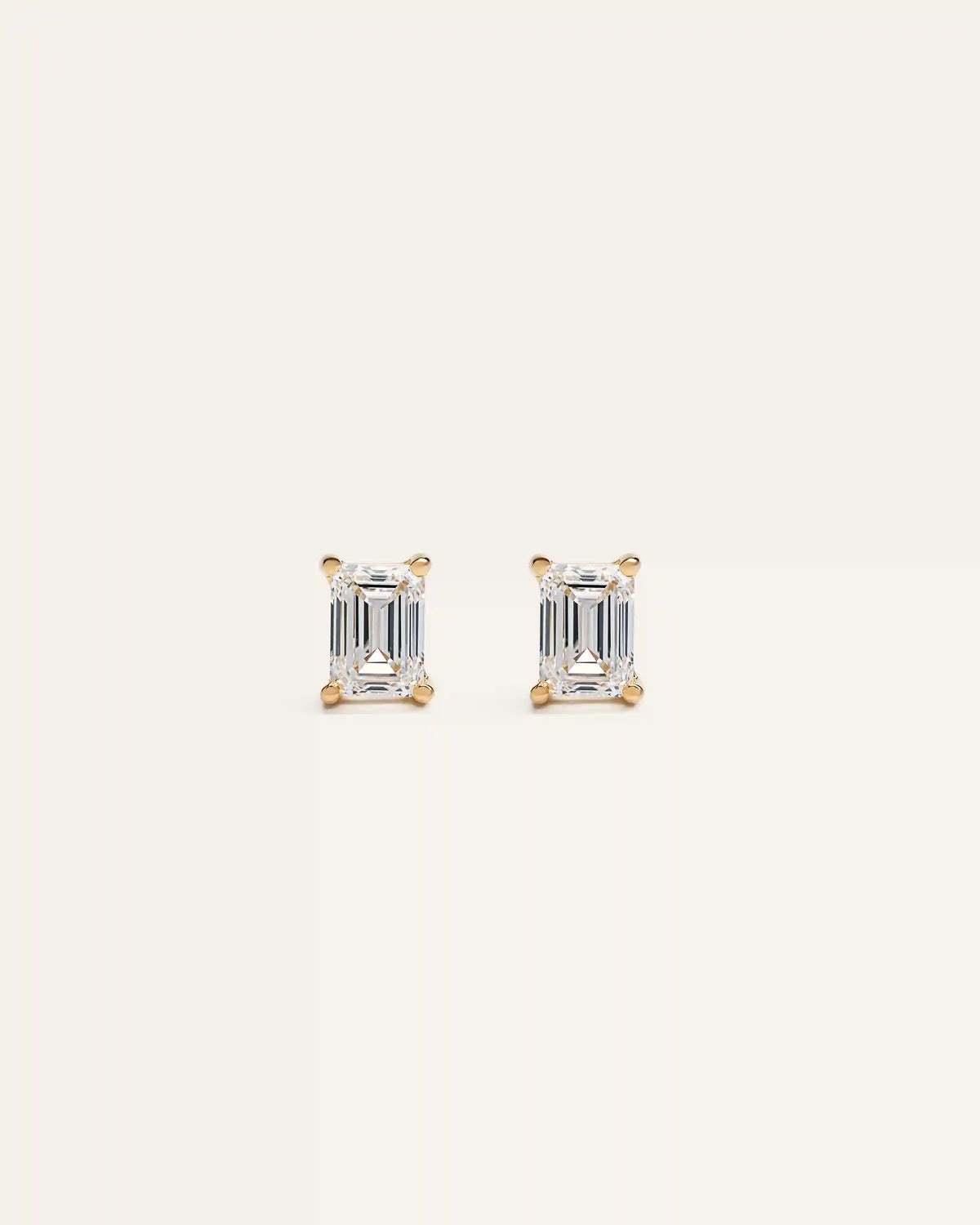 14k Gold Lab Grown Diamond Emerald Solitaire Studs - 1ctw