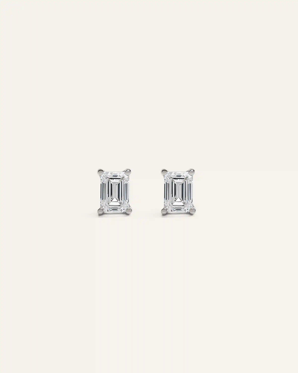 14k Gold Lab Grown Diamond Emerald Solitaire Studs - 1ctw
