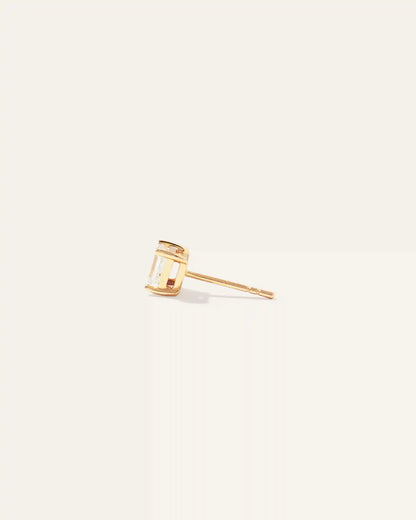 14k Gold Lab Grown Diamond Emerald Solitaire Studs - 1ctw