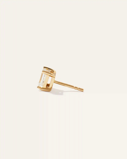 14k Gold Lab Grown Diamond Emerald Solitaire Studs - 2ctw
