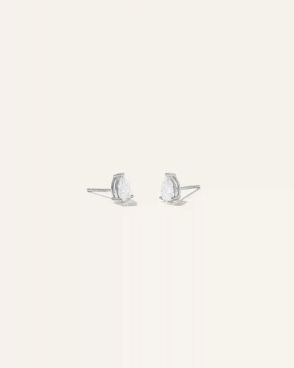 14k Gold Lab Grown Diamond Pear Solitaire Studs - 1ctw