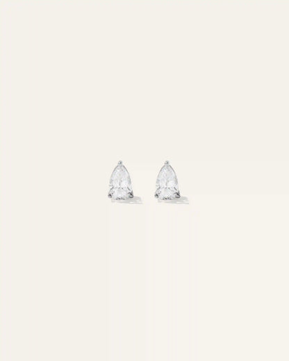 14k Gold Lab Grown Diamond Pear Solitaire Studs - 1ctw