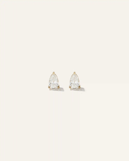14k Gold Lab Grown Diamond Pear Solitaire Studs - 1ctw