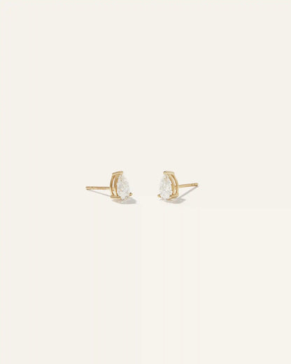 14k Gold Lab Grown Diamond Pear Solitaire Studs - 1ctw