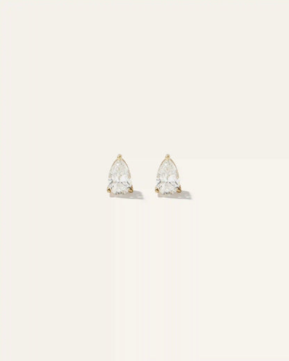 14k Gold Lab Grown Diamond Pear Solitaire Studs - 2ctw