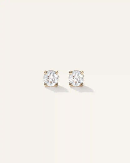 14k Gold Natural Diamond Solitaire Studs - 0.25ctw