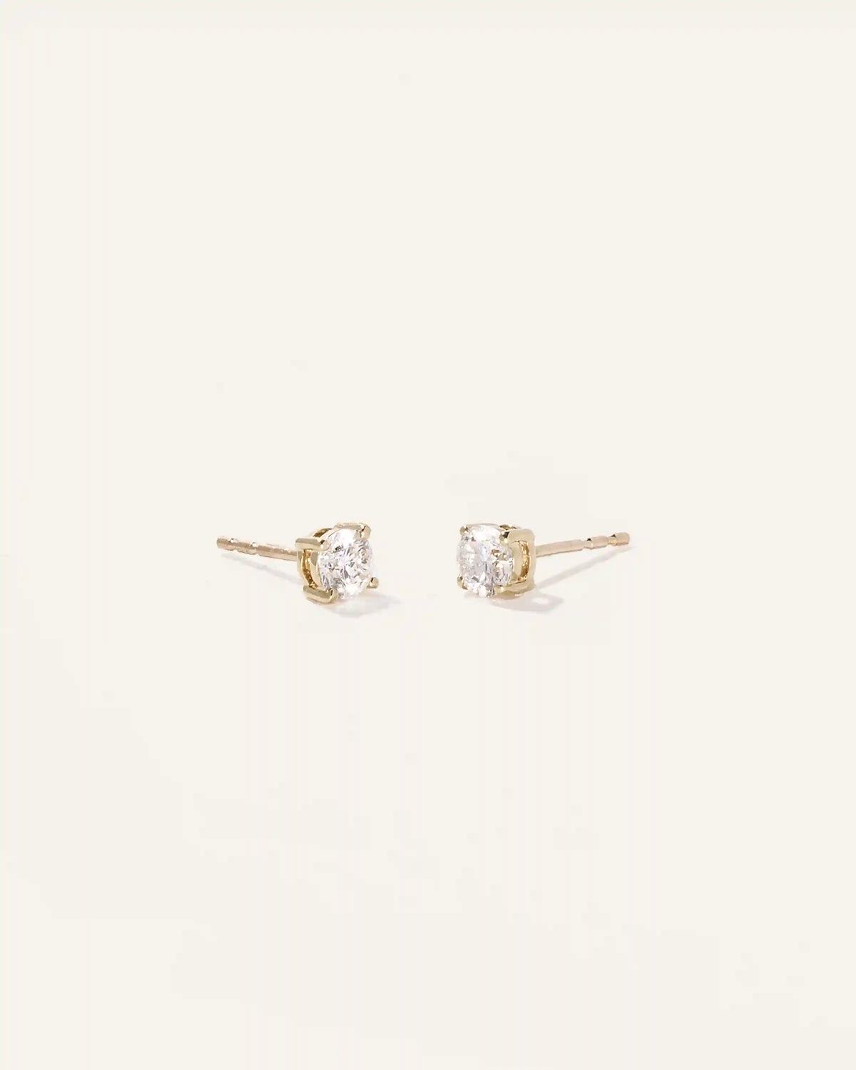 14k Gold Natural Diamond Solitaire Studs - 0.50ctw