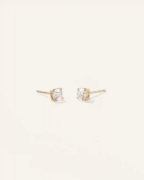 14k Gold Natural Diamond Solitaire Studs - 0.50ctw