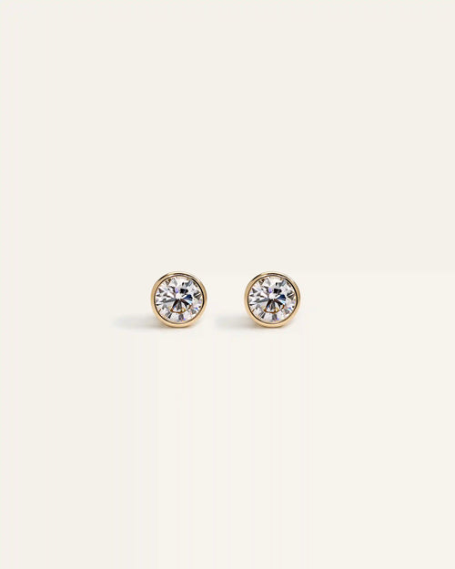 14k Gold Lab Grown Diamond Bezel Studs - 0.50ctw