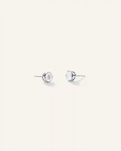 14k Gold Lab Grown Diamond Bezel Studs - 1ctw