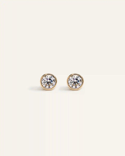 14k Gold Lab Grown Diamond Bezel Studs - 1ctw