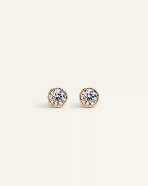 14k Gold Lab Grown Diamond Bezel Studs - 1ctw