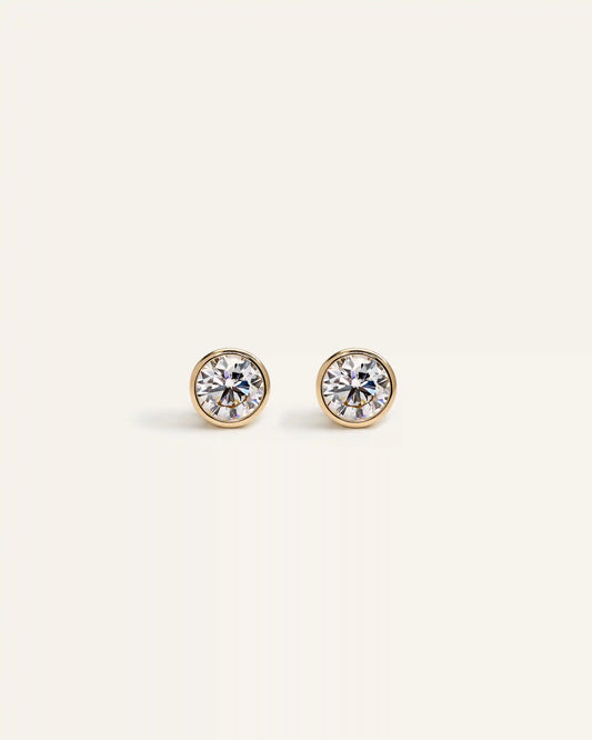 14k Gold Lab Grown Diamond Bezel Studs - 1ctw