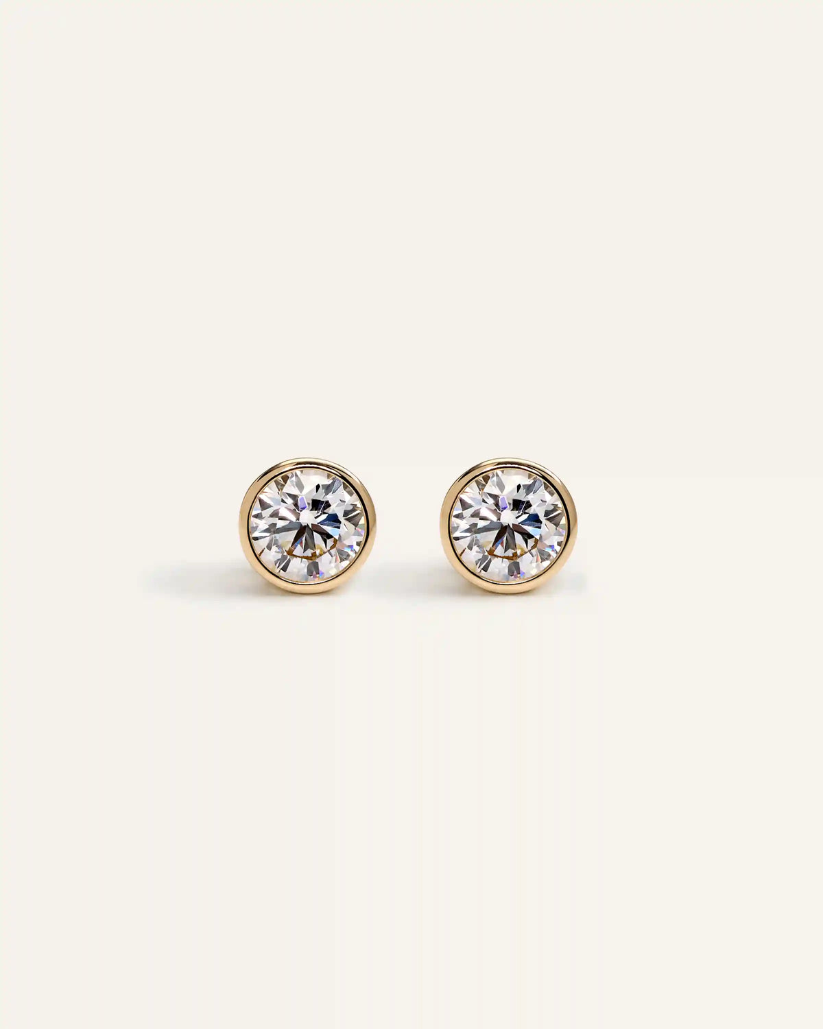 14K Gold Lab Grown Diamond Bezel Studs  - 2ctw