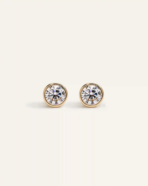14K Gold Lab Grown Diamond Bezel Studs  - 2ctw