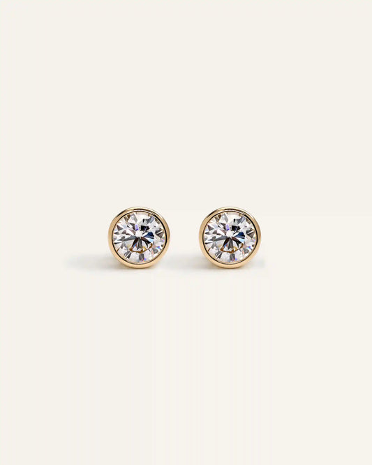 14K Gold Lab Grown Diamond Bezel Studs  - 2ctw