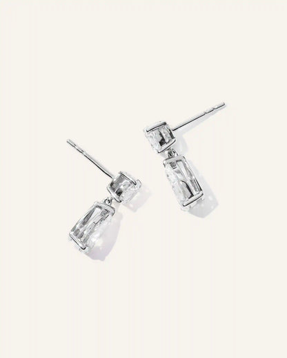 14K Gold Lab Grown Diamond Round & Pear Drop Earrings