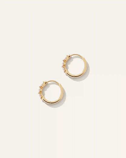 14K Gold Lab Grown Diamond Shared Prong Huggie