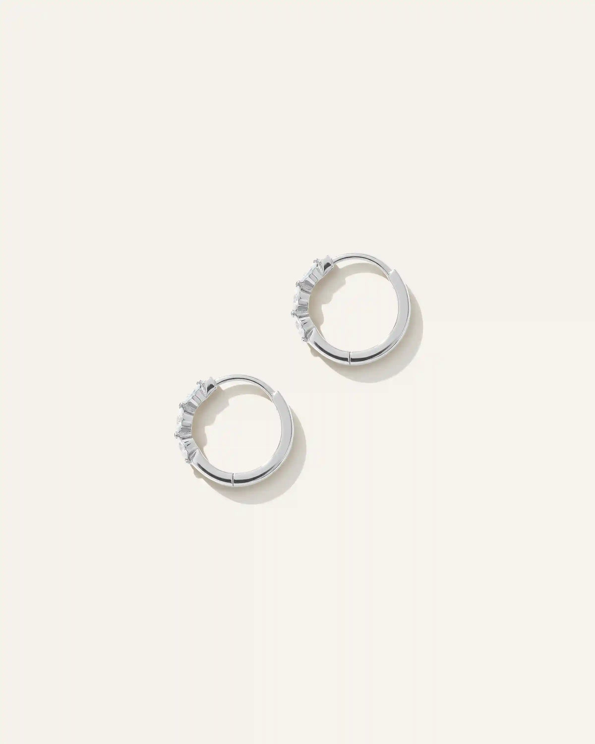 14K Gold Lab Grown Diamond Shared Prong Huggie