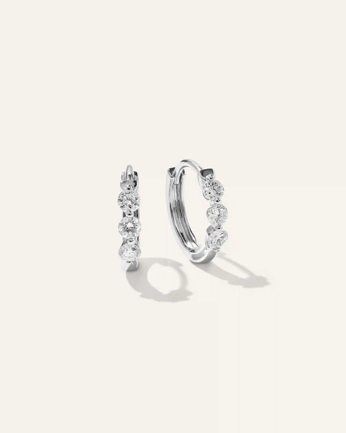 14K Gold Lab Grown Diamond Shared Prong Huggie