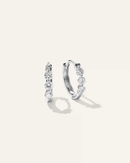 14K Gold Lab Grown Diamond Shared Prong Huggie