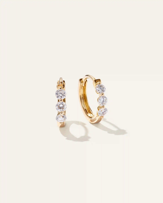14K Gold Lab Grown Diamond Shared Prong Huggie